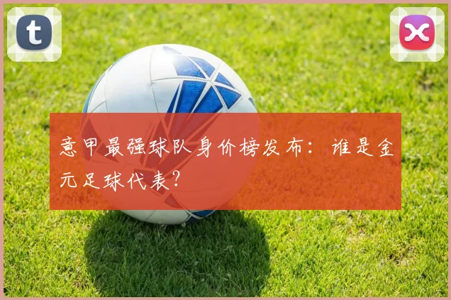 意甲最强球队身价榜发布:谁是金元足球代表?